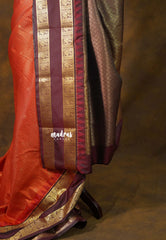 Rust Orange - Sowbhagya Gift silk – Soft Silk Elegance Saree with muthukattam body Rettapet Border Rich Pallu and Blouse - Perfect for wedding | Anniversary gift | Viral color combo