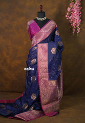 MS Amma Blue - Sowbhagya – Soft Silk Elegance Saree with Rich Pallu and Blouse - Perfect for Festive Celebration