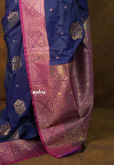 MS Amma Blue - Sowbhagya – Soft Silk Elegance Saree with Rich Pallu and Blouse - Perfect for Festive Celebration