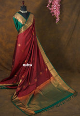 Royal Maroon - Sowbhagya Gift Silk – Soft Silk Elegance Saree with Rich Pallu and Blouse - Perfect for Festive Celebration