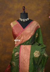 Verdant Olive Green - Sowbhagya Gift silk – Soft Silk Elegance Saree with Rich Pallu and Blouse - Perfect for Festive Celebration