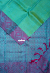 Dual Shade Aqua Green - Sowbhagya Gift Silk – Soft Silk Elegance Saree Emboss Weaving Contrast Pallu and Blouse - Perfect for Festive Celebration