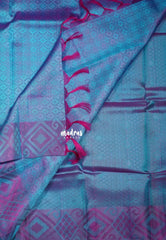 Dual Shade Aqua Green - Sowbhagya Gift Silk – Soft Silk Elegance Saree Emboss Weaving Contrast Pallu and Blouse - Perfect for Festive Celebration