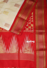 Creamy Beige - Sowbhagya Gift silk – Soft Silk Elegance Saree Getti Gadwal Border Weaving Buttas with Contrast Pallu and Blouse - Perfect for Festive Celebration