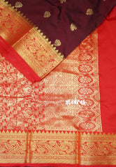 Crimson Maroon - Sowbhagya Gift silk – Soft Silk Elegance Saree Floral Border, Buttas with Contrast Pallu and Blouse - Perfect for Festive Celebration