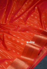 Dual Shade Orange - Sowbhagya Gift silk – Soft Silk Elegance Saree Traditional Border Weaving Stripes with Buttas and Rich Pallu - Perfect for Festive Celebration