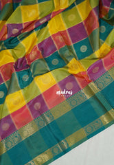 Peacock Heritage - Sowbhagya Gift silk – Soft Silk Elegance Saree Madras Checks with Buttas and Rettapet Border- Best for Diwali Festive | Temple Visit