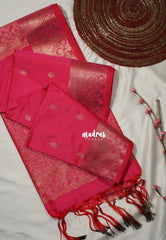 Dual Shade Pink - Sowbhagya Gift silk – Soft Silk Elegance Saree Copper Zari Kanjivaram Style Traditinal Border with Buttas and Rich Pallu - Perfect for Festive Celebration