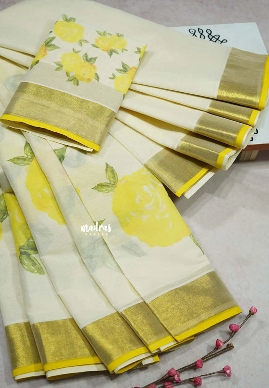 Halfwhite - Sowmiya - Organic Bamboo Cotton Digital prints with tissue border