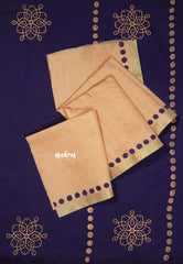 Purple - Sowmiya - Organic Bamboo Cotton with handblock print with raw silk blouse