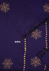 Purple - Sowmiya - Organic Bamboo Cotton with handblock print with raw silk blouse