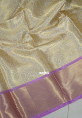 Creamy Ivory with Gold - Sri Lakshmi Premium Semi Silk Saree with Floral Emboss Weave & Getti Border | Elegant Wedding Wear