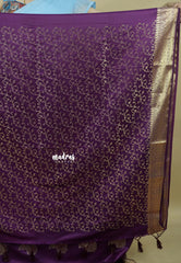 Wine Purple - Sri valli pure satin silk with peacock buttas and gold zari border