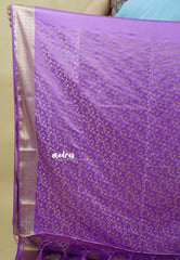 Lavender Purple - Sri valli pure satin silk with peacock buttas and gold zari border