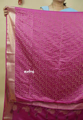Onion pink - Sri valli pure satin silk with peacock buttas and gold zari border