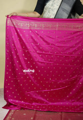 Queen's Pink - Sri valli pure satin silk with vairaoosi full weaving and elephant border