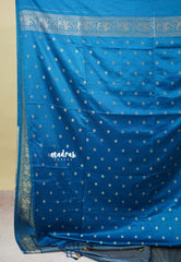 Peacock Blue - Sri valli pure satin silk with vairaoosi full weaving and elephant border