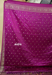 Magenta - Sri valli pure satin silk with vairaoosi full weaving and elephant border