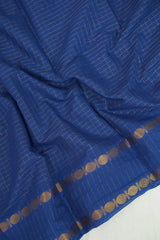Cobalt Blue - Subbulakshmi - Sungudi 100 Count Saree Checks with Rettapetta Rudraksham Border with Blouse Combo - Best for Casual Wear | Summer Wear | Temple visit