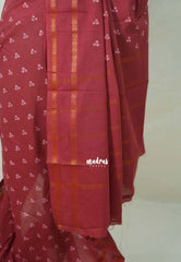 Majestic Maroon - Subbulakshmi - Sungudi 100 Count Saree with Rettapetta Rudraksham Border Ayutha ezhuthu Buttas with Blouse Combo - Best for Casual Wear | Summer Wear | School | College | Office wear