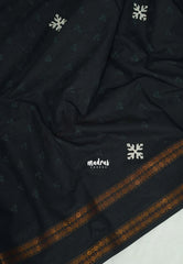 Jet Black - Subbulakshmi - Sungudi 100 Count Saree with Rettapetta Rudraksham Border Ayutha ezhuthu Buttas with Blouse Combo - Best for Casual Wear | Summer Wear | School | College | Office wear