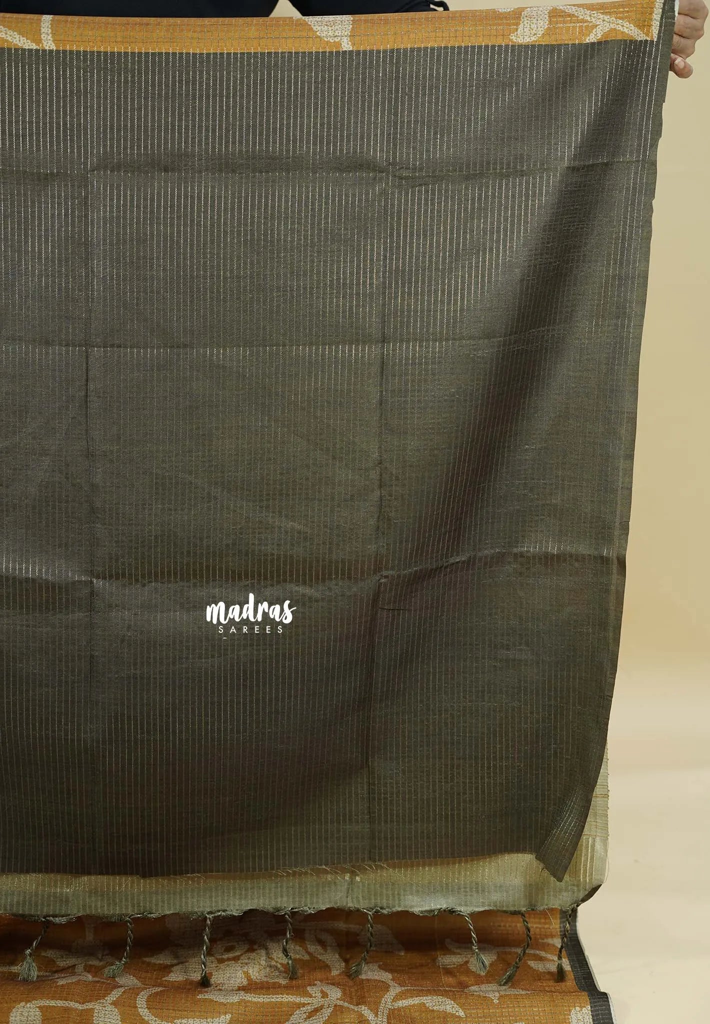 Golden Yellow - Sundari – Premium Kota Tussar Silk Saree with floral prints body