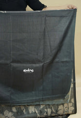 Charcoal Grey - Sundari – Premium Kota Tussar Silk Saree with floral prints body