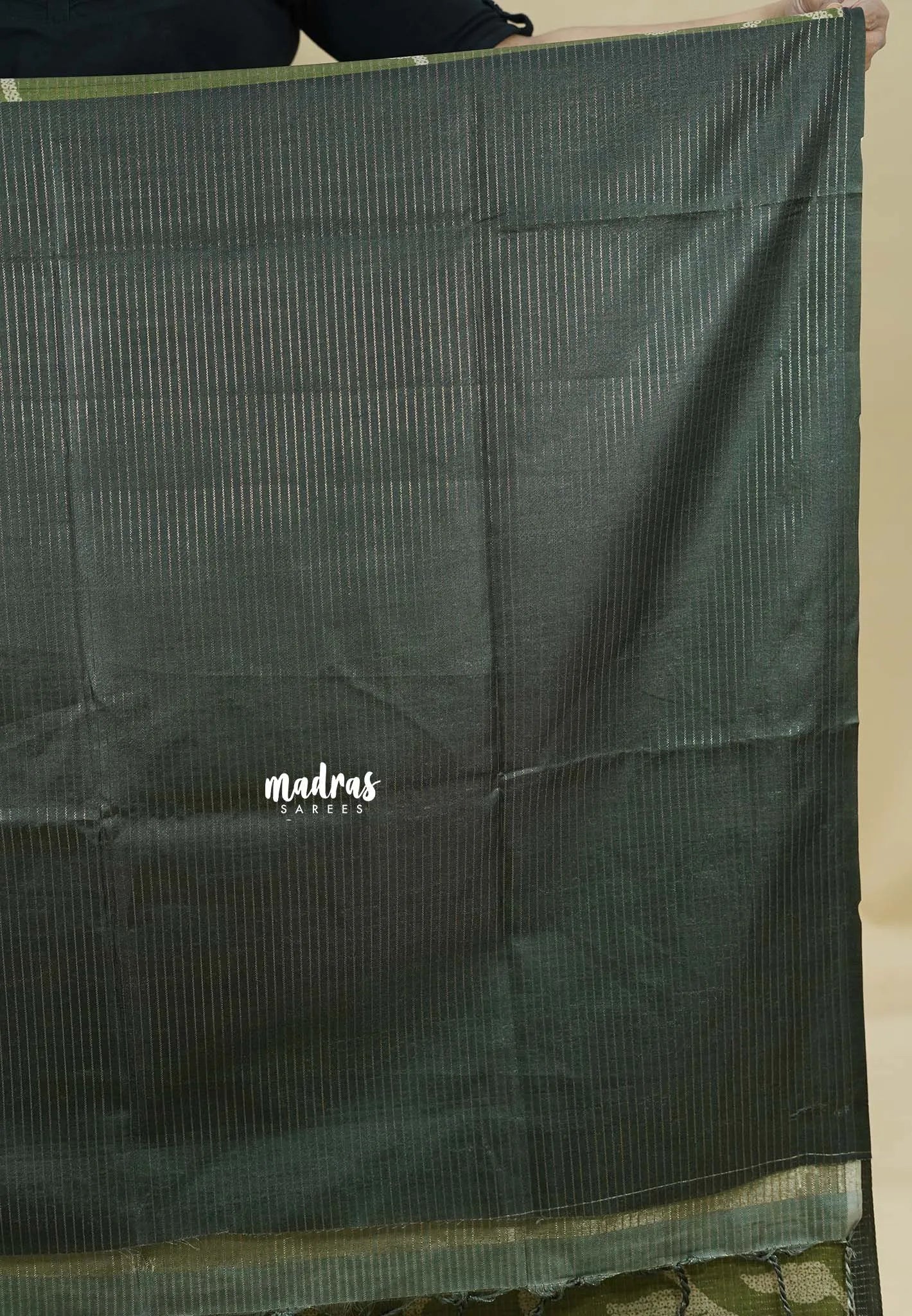 Olive Green - Sundari – Premium Kota Tussar Silk Saree with floral prints body
