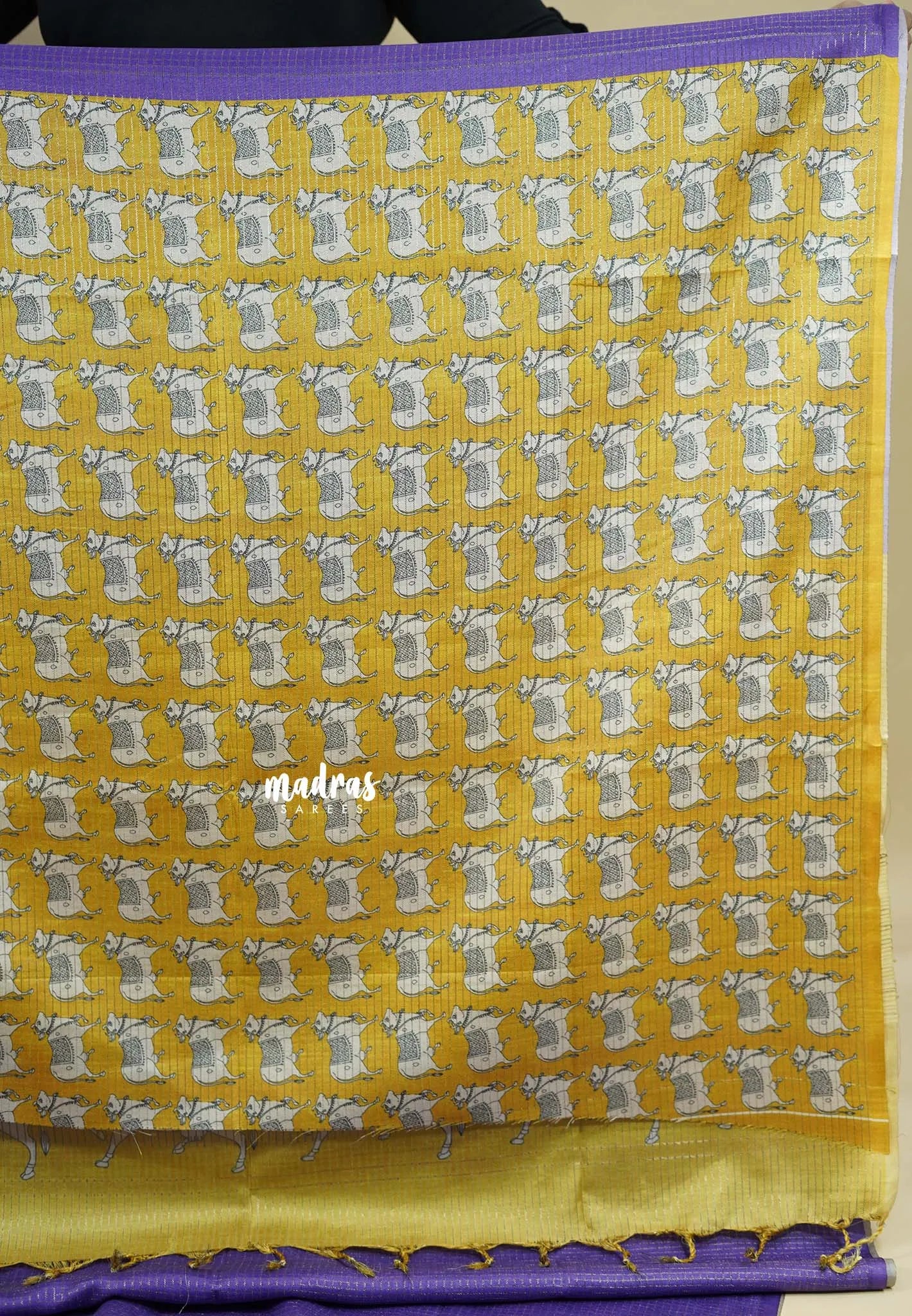 Royal Purple - Sundari – Premium Kota Tussar Silk Saree with Pichwai Cow Printed pallu and blouse