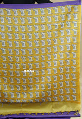 Royal Purple - Sundari – Premium Kota Tussar Silk Saree with Pichwai Cow Printed pallu and blouse