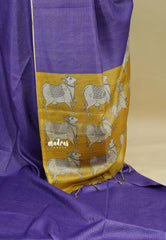 Royal Purple - Sundari – Premium Kota Tussar Silk Saree with Pichwai Cow Printed pallu and blouse