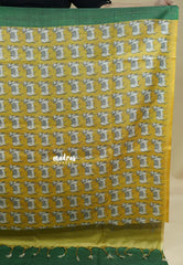 Deep Green - Sundari – Premium Kota Tussar Silk Saree with Pichwai Cow Printed pallu and blouse