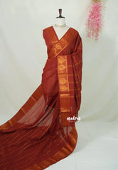 Rust Brown - Subbulakshmi - Sungudi 100 Count Saree Veltheri with Peacock Border with Blouse Combo - Best for Casual Wear | Summer Wear | Temple visit
