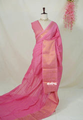 Pink Blossom - Subbulakshmi - Sungudi 100 Count Saree Veltheri with Traditional Border with Blouse Combo - Best for Casual Wear | Summer Wear | Temple visit