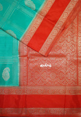 Aqua Green - Swara – Grandeur Pure Viscose Silk Saree Zari Checks Weaving & Buttas with Traditional Rettapet Border - Best for Diwali Festive | Wedding Functions