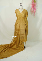 Swarna - Organic Soft Tissue linen saree Full gold