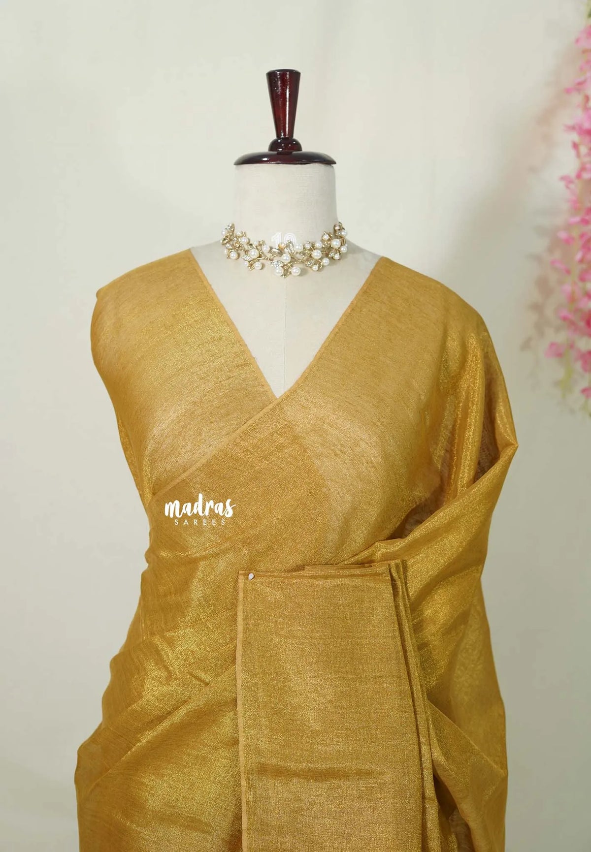 Swarna - Organic Soft Tissue linen saree Full gold