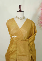 Swarna - Organic Soft Tissue linen saree Full gold