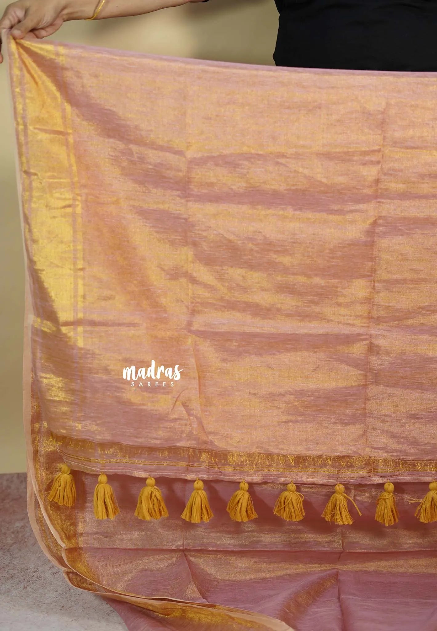 Golden Peach - Swarna - Organic Soft Tissue linen saree