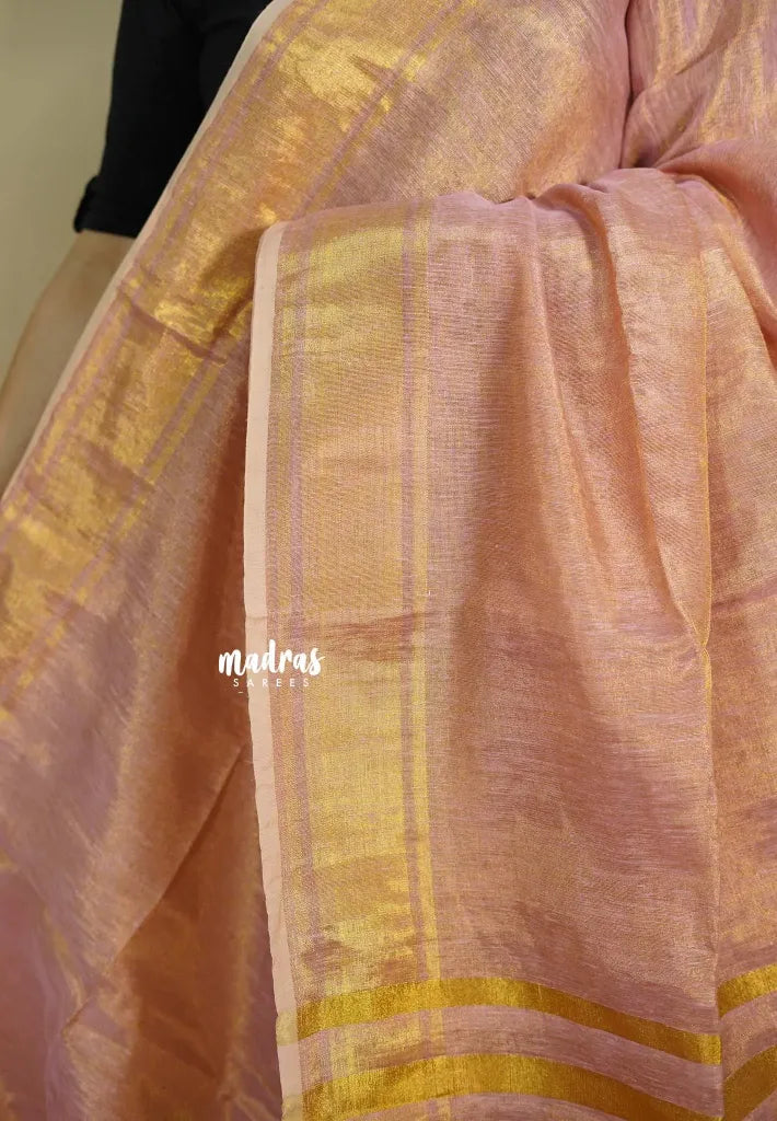 Golden Peach - Swarna - Organic Soft Tissue linen saree
