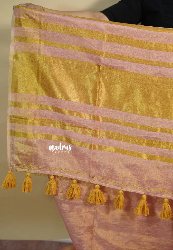 Golden Peach - Swarna - Organic Soft Tissue linen saree