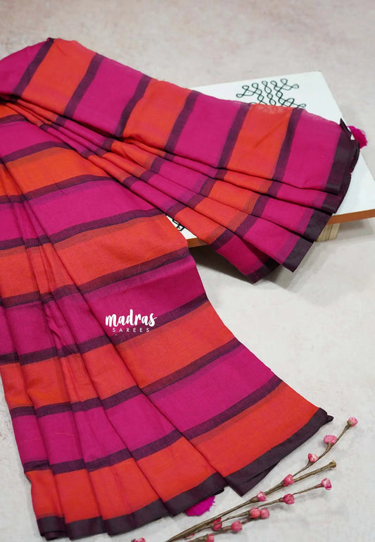 Pink with Orange - Soft Mul cotton candy pop multicolor without blouse