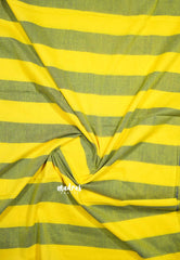 Lime Yellow with Blue - Thaara - Multicolor horizontal stripes khadi