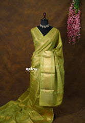 Golden Shade Mehndi Green - Thendral - Kanchi Soft Tissue Silk Saree with Rich Pallu and Blouse - Perfect for Wedding Functions