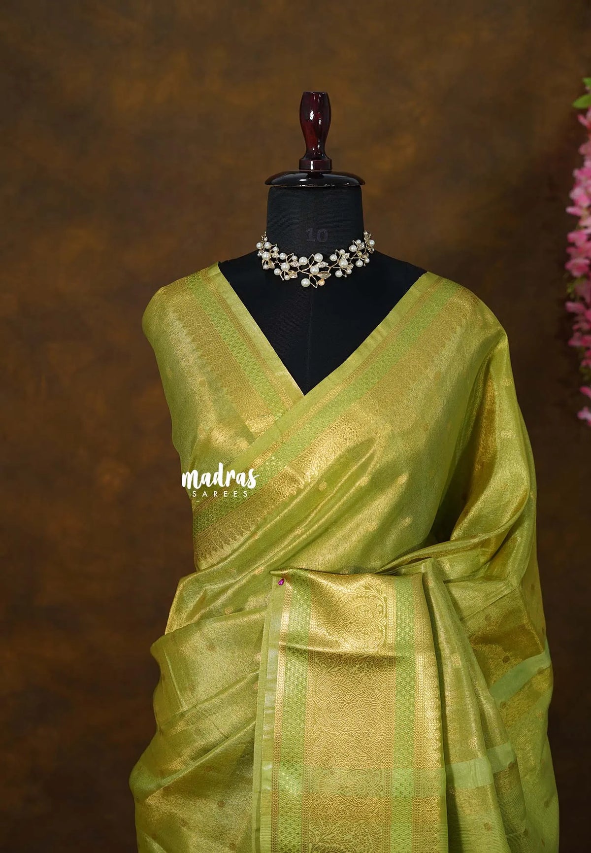 Golden Shade Mehndi Green - Thendral - Kanchi Soft Tissue Silk Saree with Rich Pallu and Blouse - Perfect for Wedding Functions