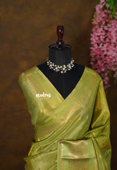 Golden Shade Mehndi Green - Thendral - Kanchi Soft Tissue Silk Saree with Rich Pallu and Blouse - Perfect for Wedding Functions