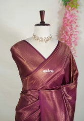 Magenta Purple - Thendral - Soft Kanchi Semi Silk Full Weaving Body - Best for Pooja Festive | Temple Visit