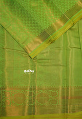 Pretty Parrot Green - Thendral - Kanchi Semi Silk Full Weaving Body with Grand Pallu and Blouse - Perfect for Wedding Functions