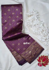 Jamun Purple - Thendral - Kanchi Art Silk Saree with Flower Border and Buttas - Perfect for Wedding Functions