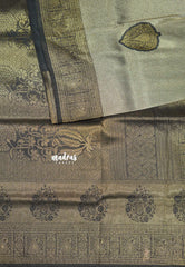 Antique Noir Gold - Thendral kanchi semi silk - twisted silver and gold weaving